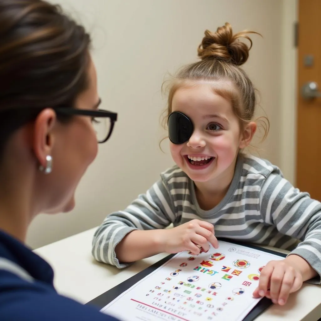 Child Having Fun During an Eye Exam in St. Marys