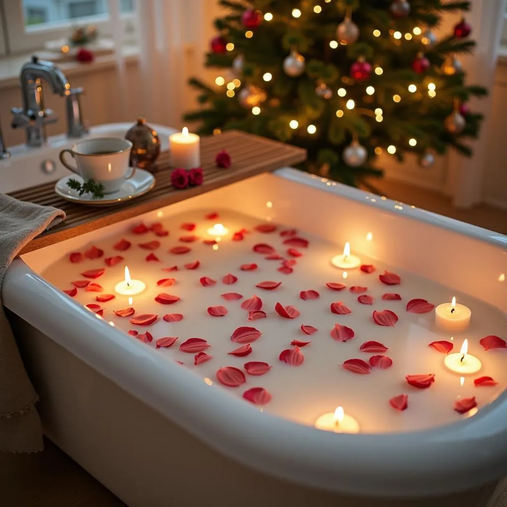 Relaxing Christmas Bath Setting