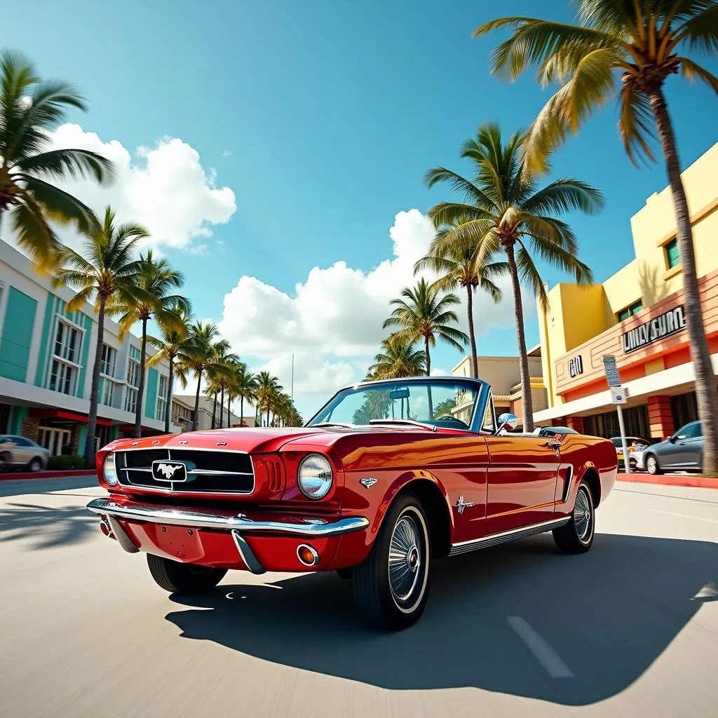 Classic Car on Ocean Drive Miami