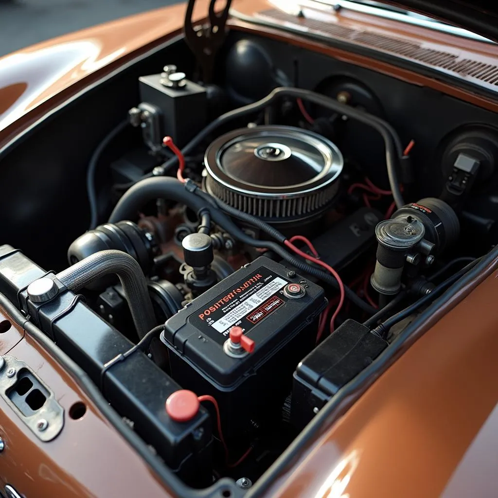 Classic Car Engine Bay with Positive Ground System