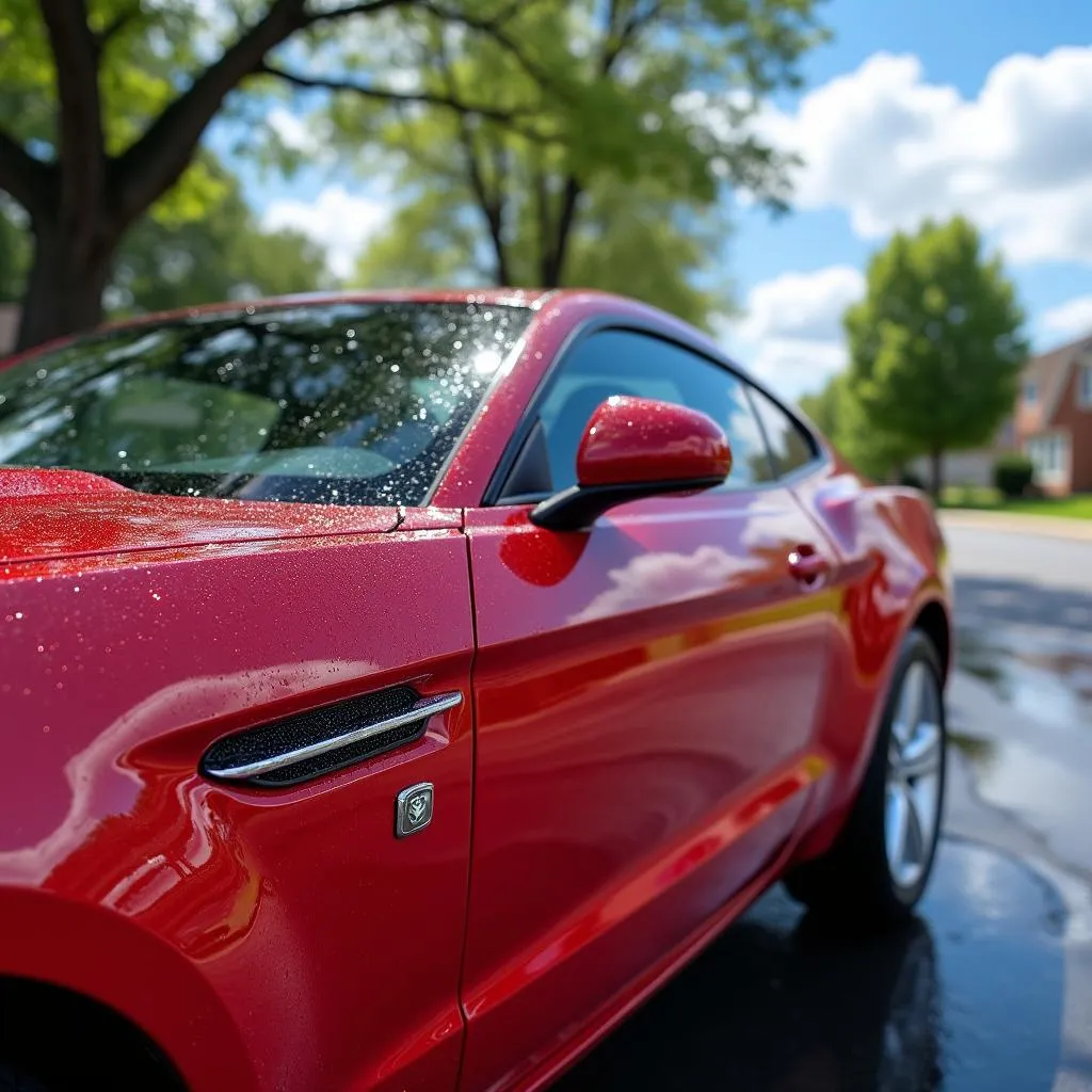 A sparkling clean car parked on a street in Blue Springs