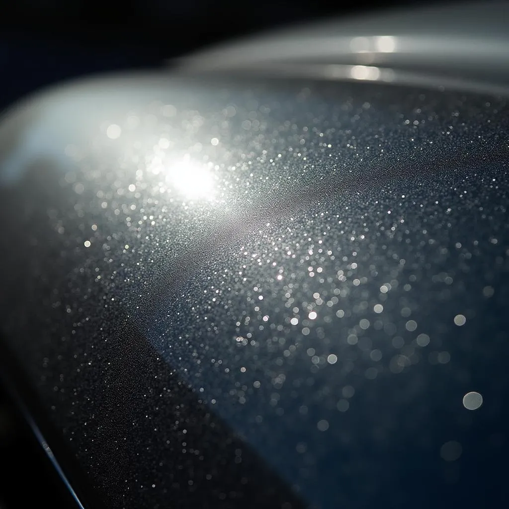 Close-Up of Metallic Grey Car Paint