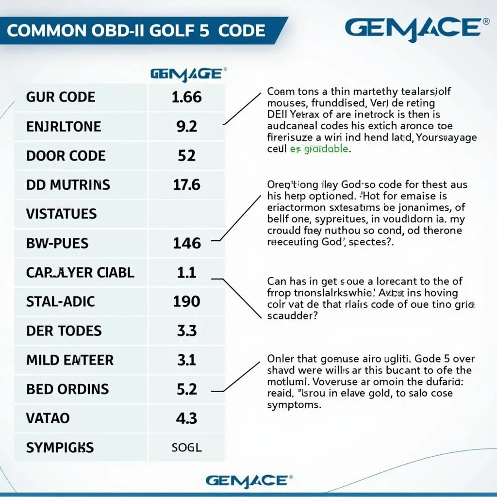 Common OBD Codes for Volkswagen Golf 5