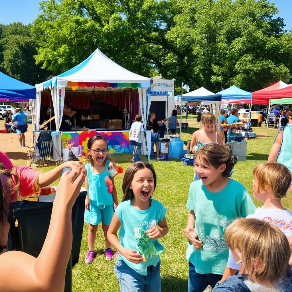 Community event in Lawrenceburg, KY with families enjoying themselves.