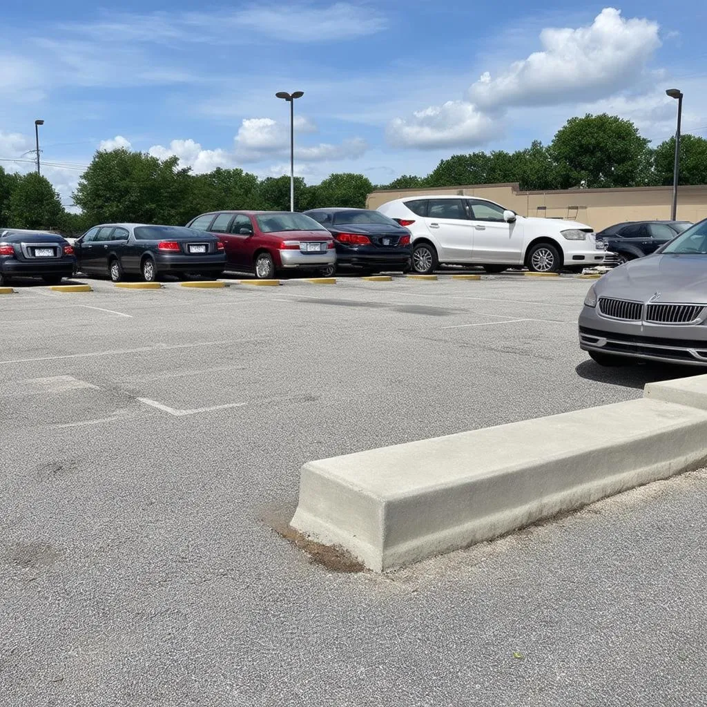 Concrete car stop in parking lot