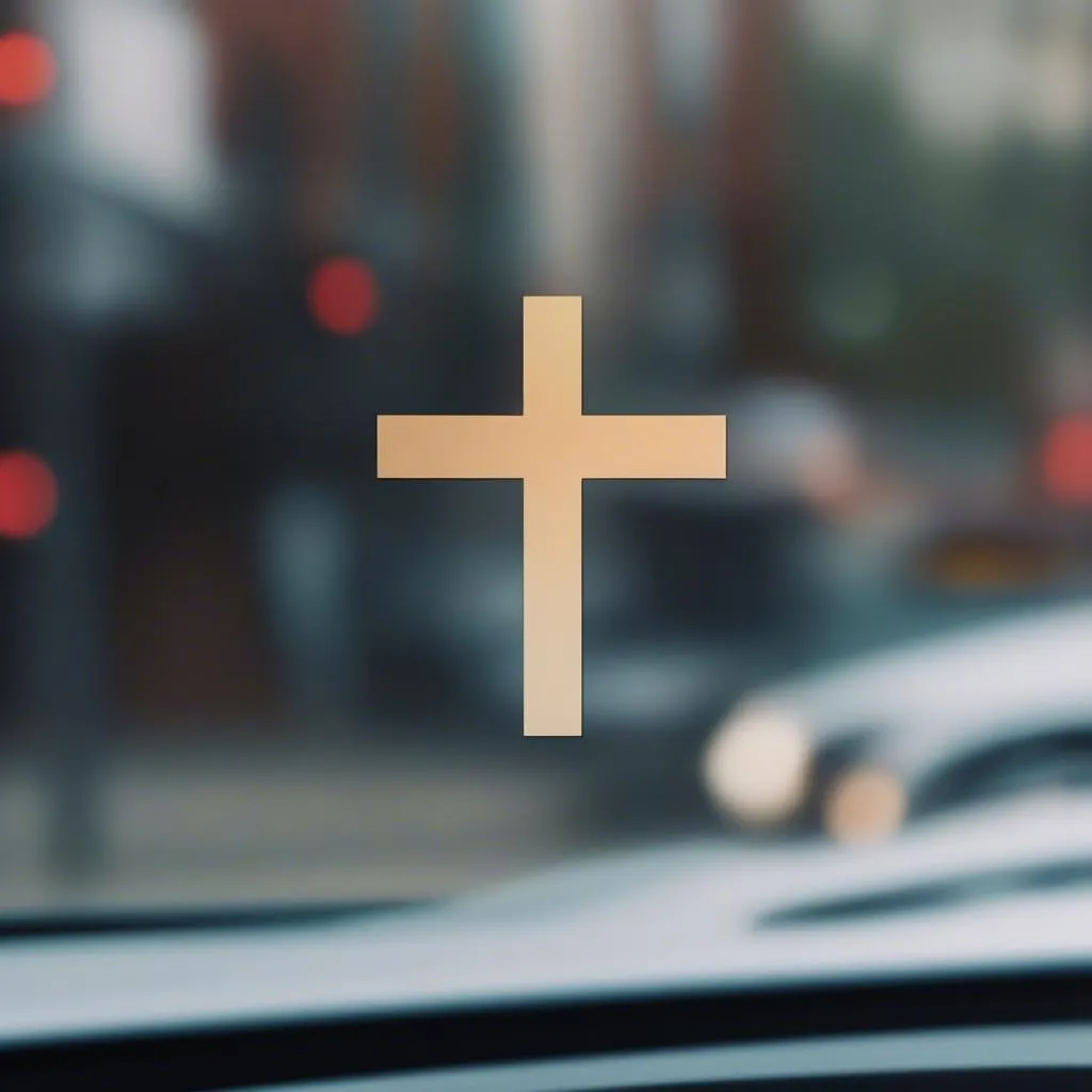 Christian car sticker with a cross design