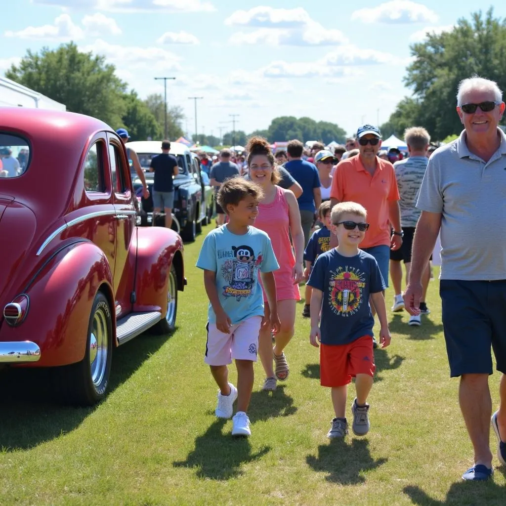 Large crowd enjoying the Ottawa Kansas Car Show