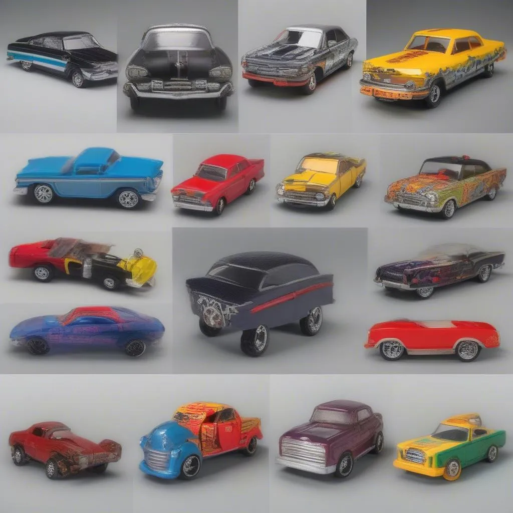 Collection of customized car toys