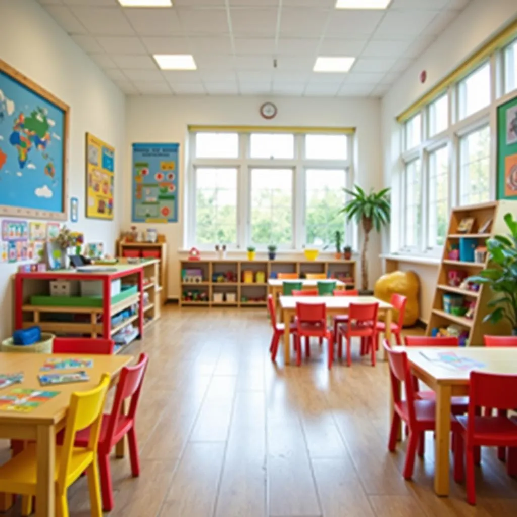 Bright and cheerful daycare classroom