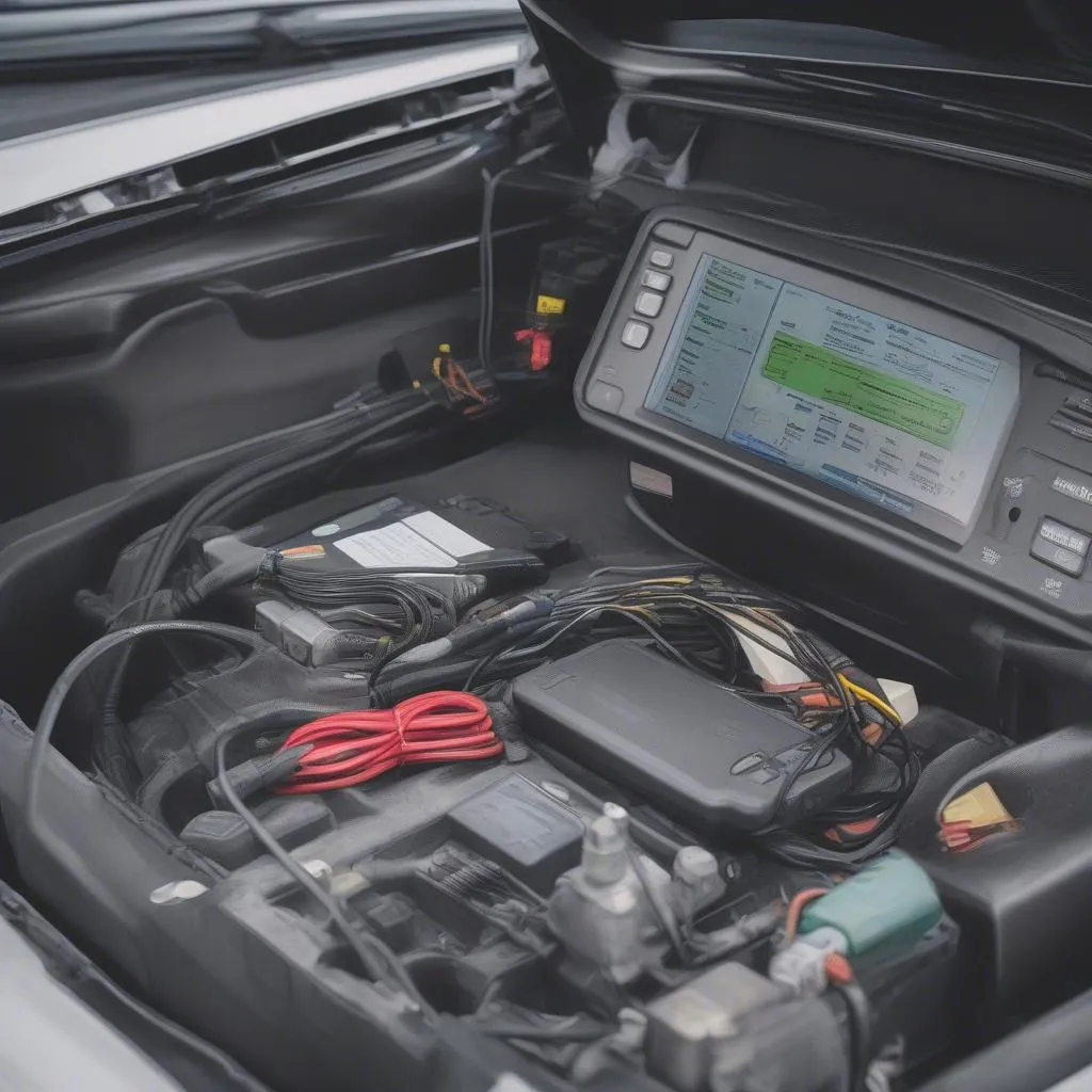 Dealer Scanner Connected to Car Diagnostic Port