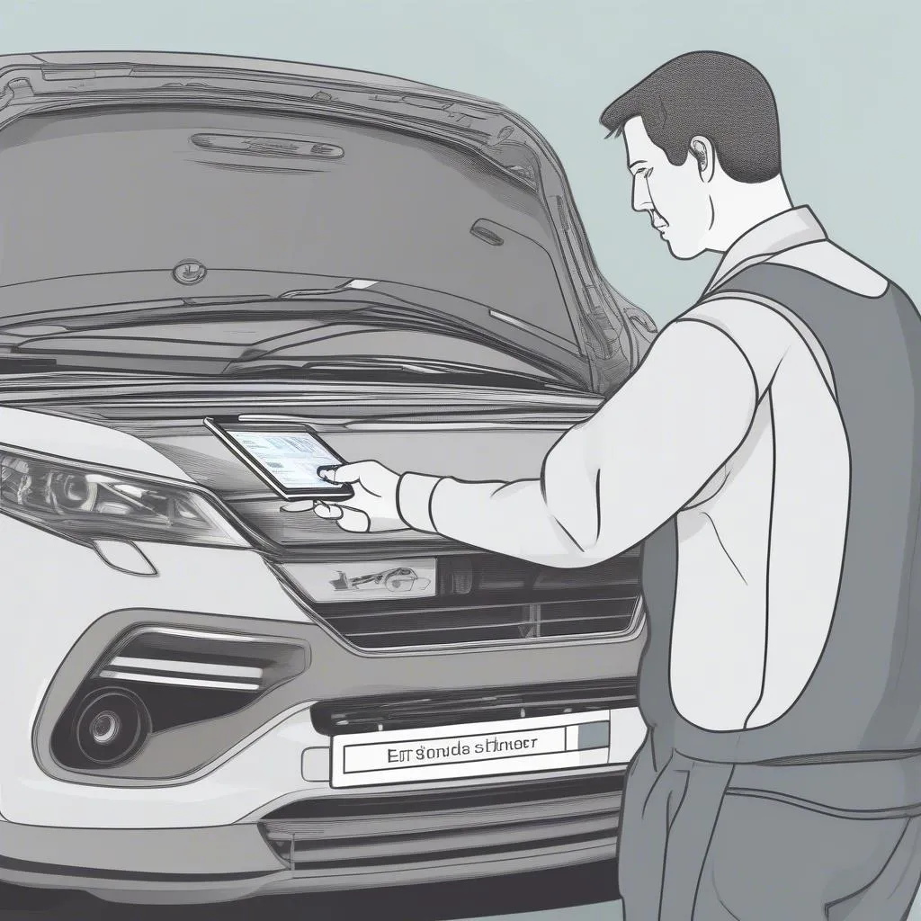 A dealer scanner being used to diagnose a European car