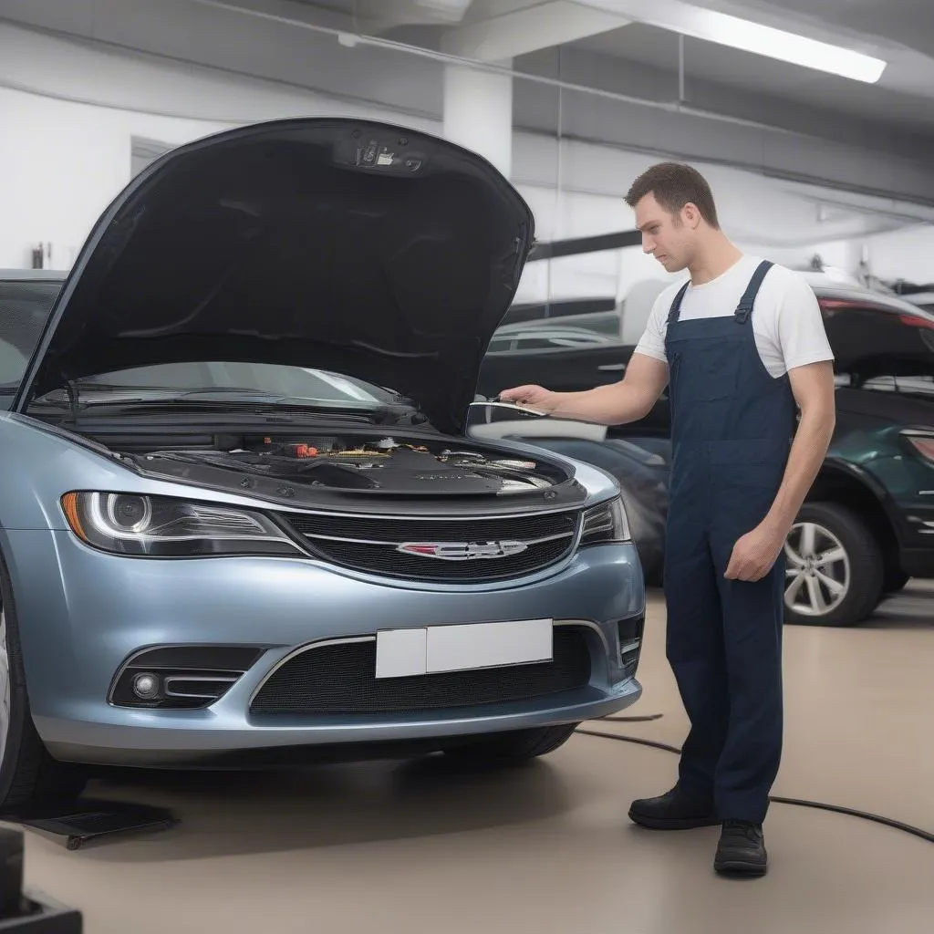 A Mechanic Using a Dealer Scanner for European Cars