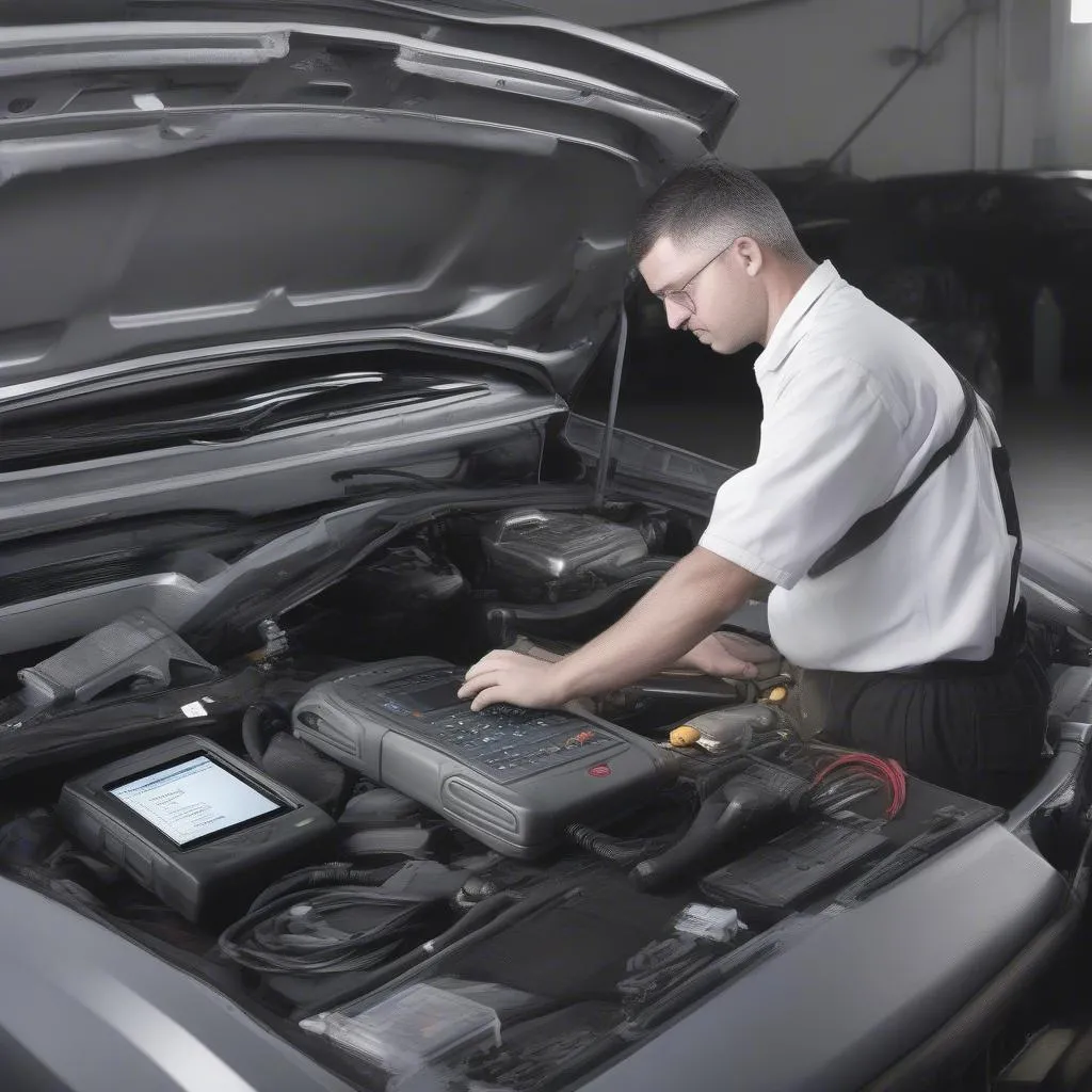 Diagnostic tool used by mechanics to read and clear trouble codes in European vehicles