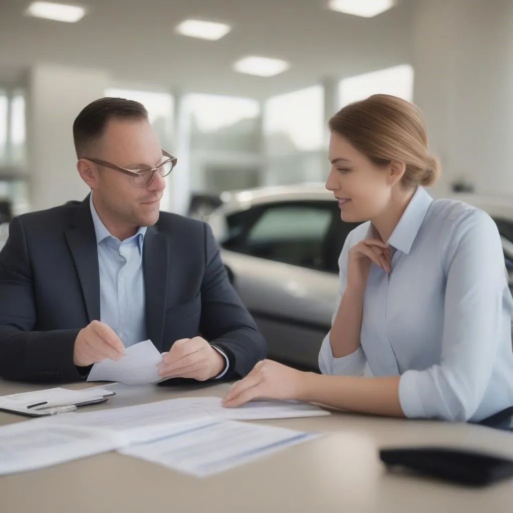 Negotiating the trade-in value with a dealership representative