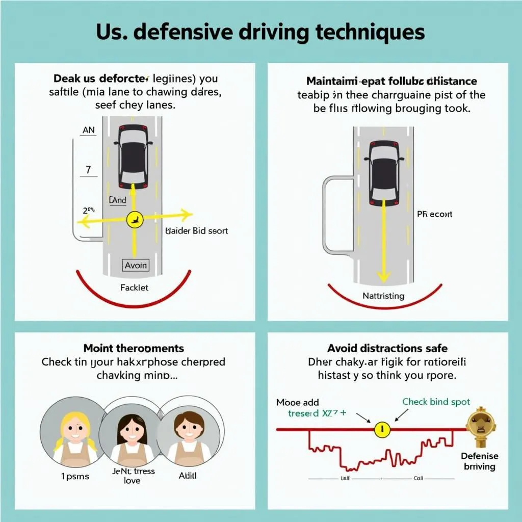  Illustration of defensive driving techniques to avoid side swipe accidents