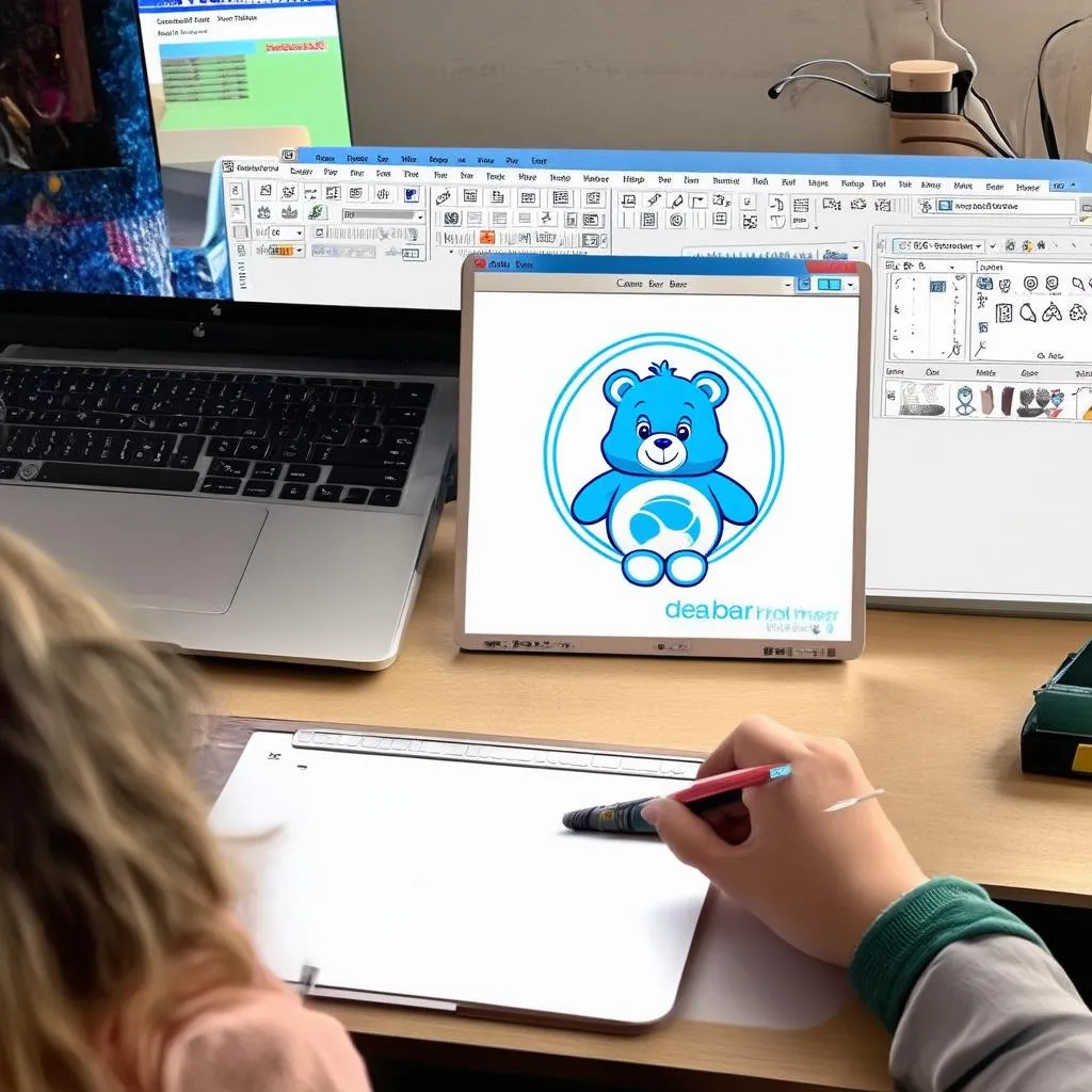 Designing Care Bear SVG on Computer