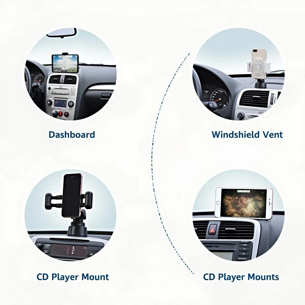 Various car phone mount types