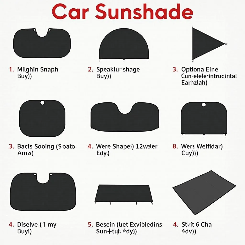 Various Car Sunshades Displayed