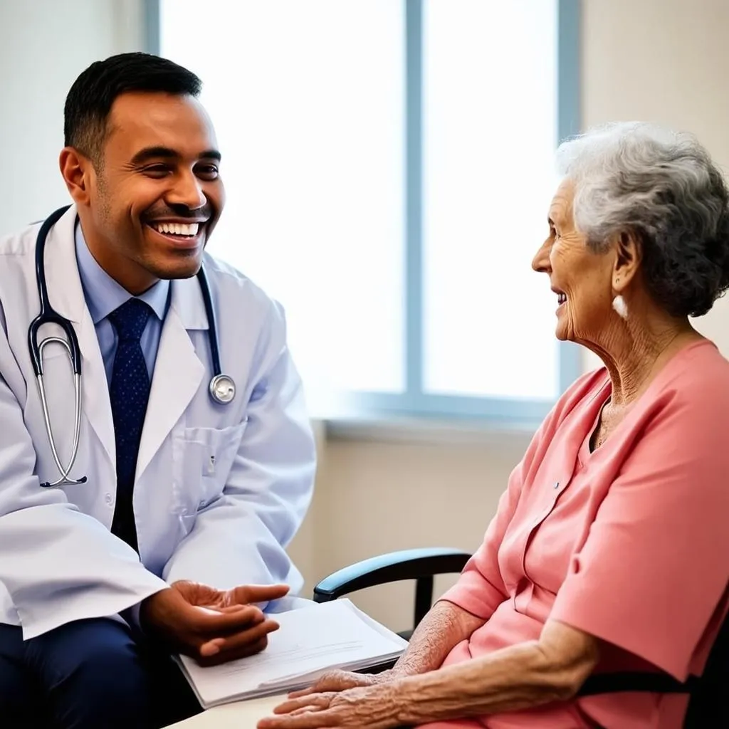 Doctor consulting with an elderly patient