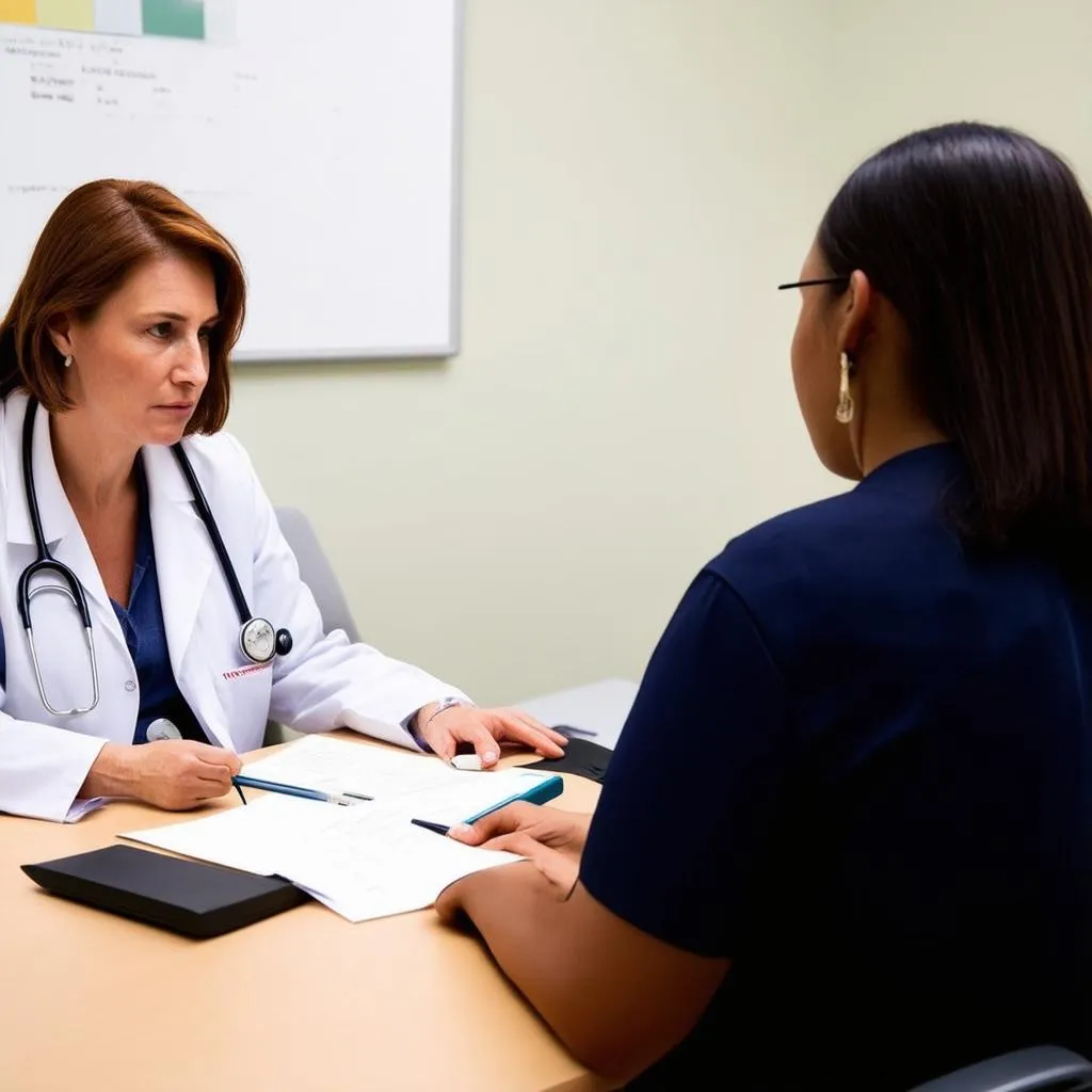 A doctor talks to a patient about their health concerns