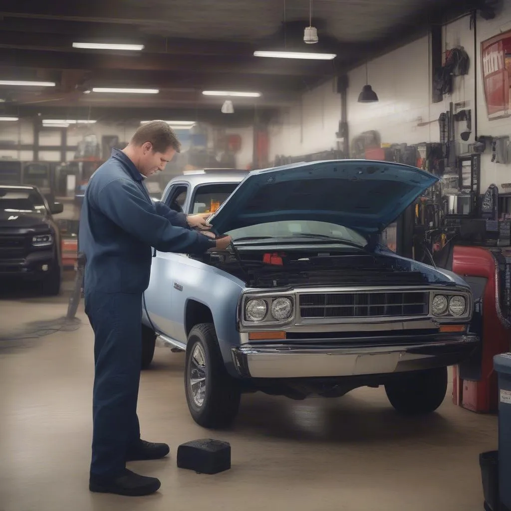 Dodge mechanic diagnosing