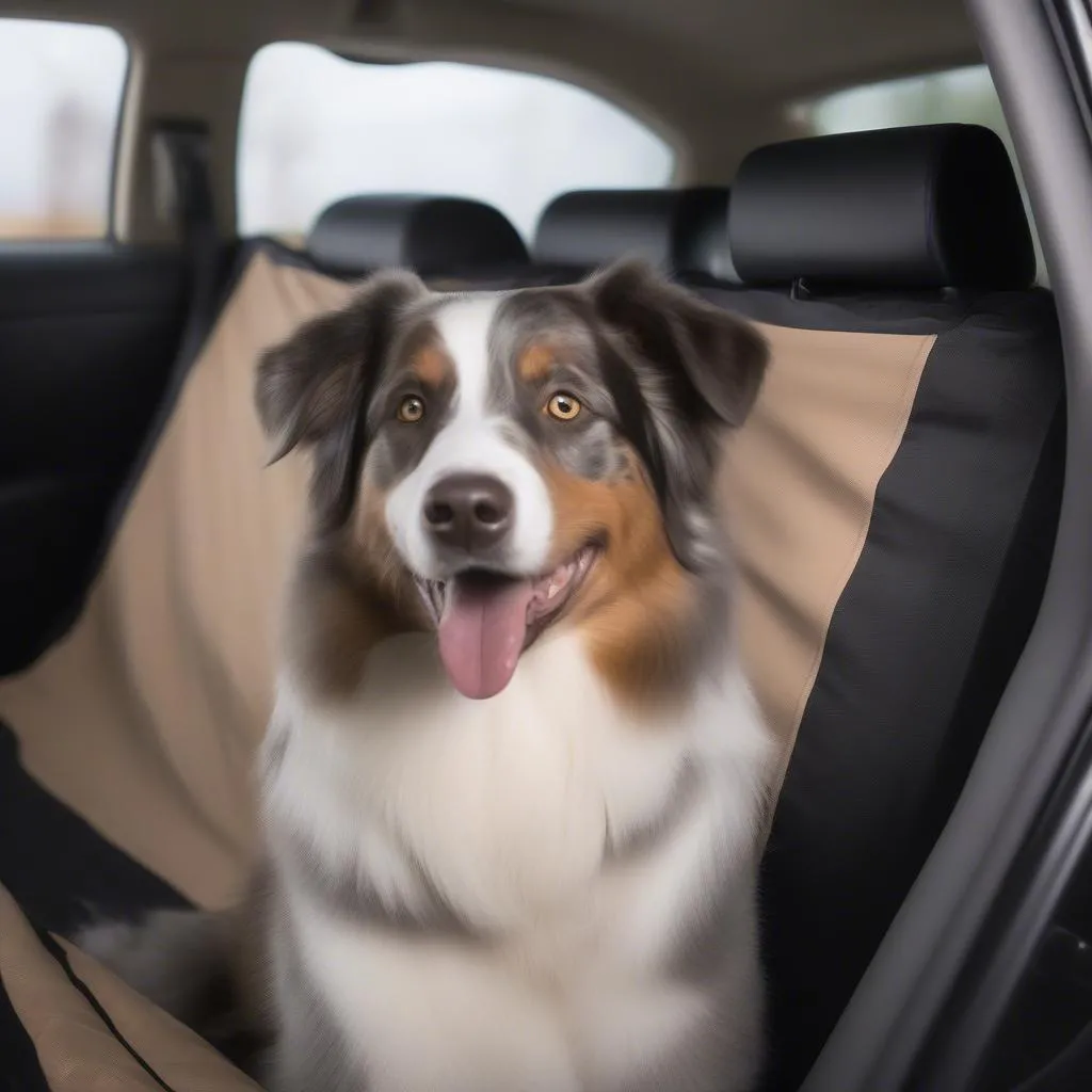 Dog car cover with dog