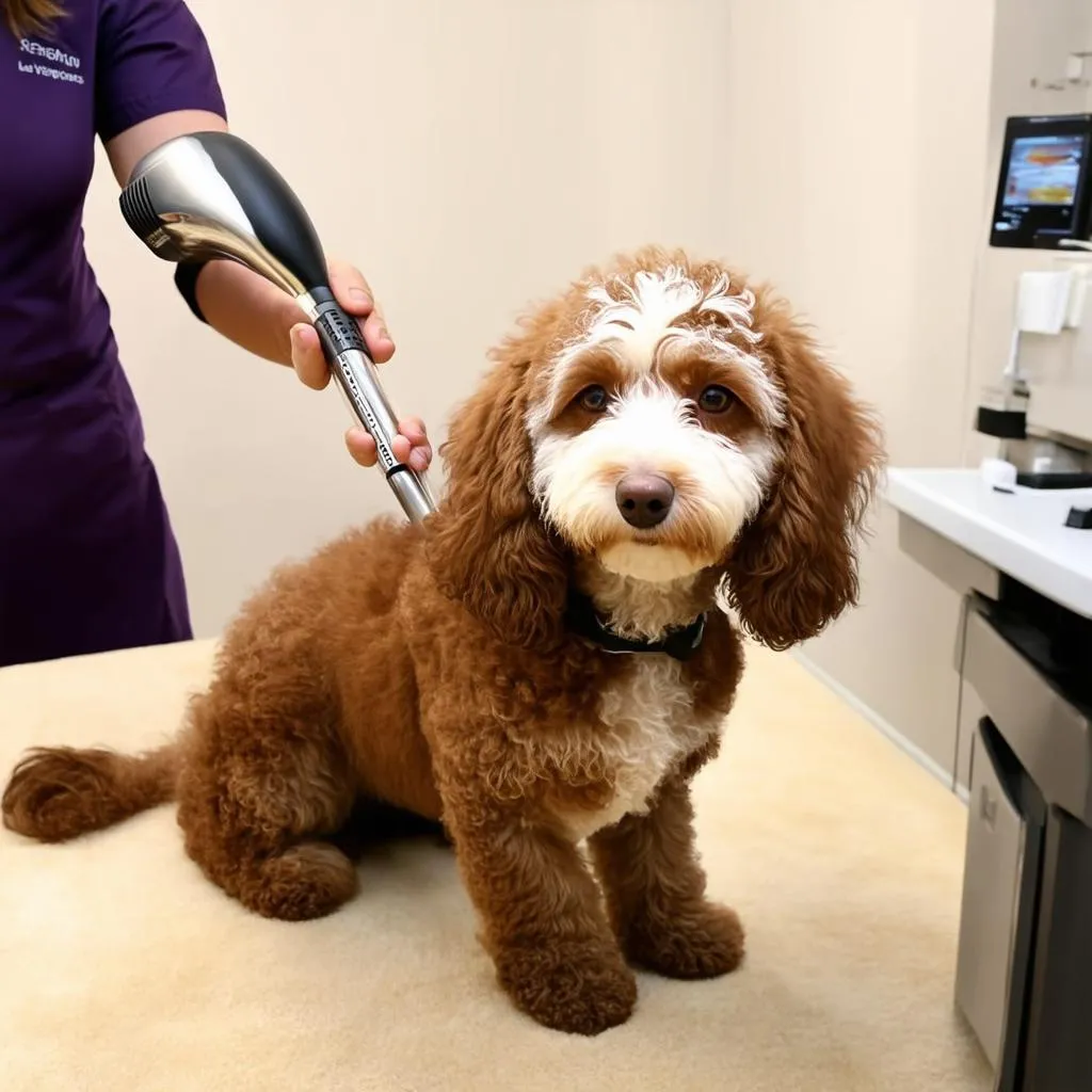 Dog being groomed by a professional