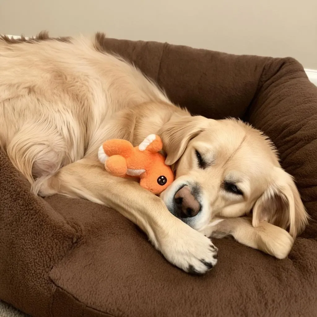 Golden Retriever Napping After Doggie Daycare