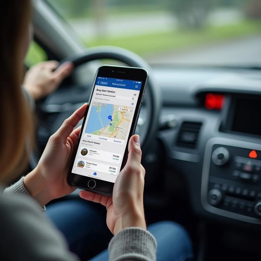 Driver Checking Parking Rates on Phone