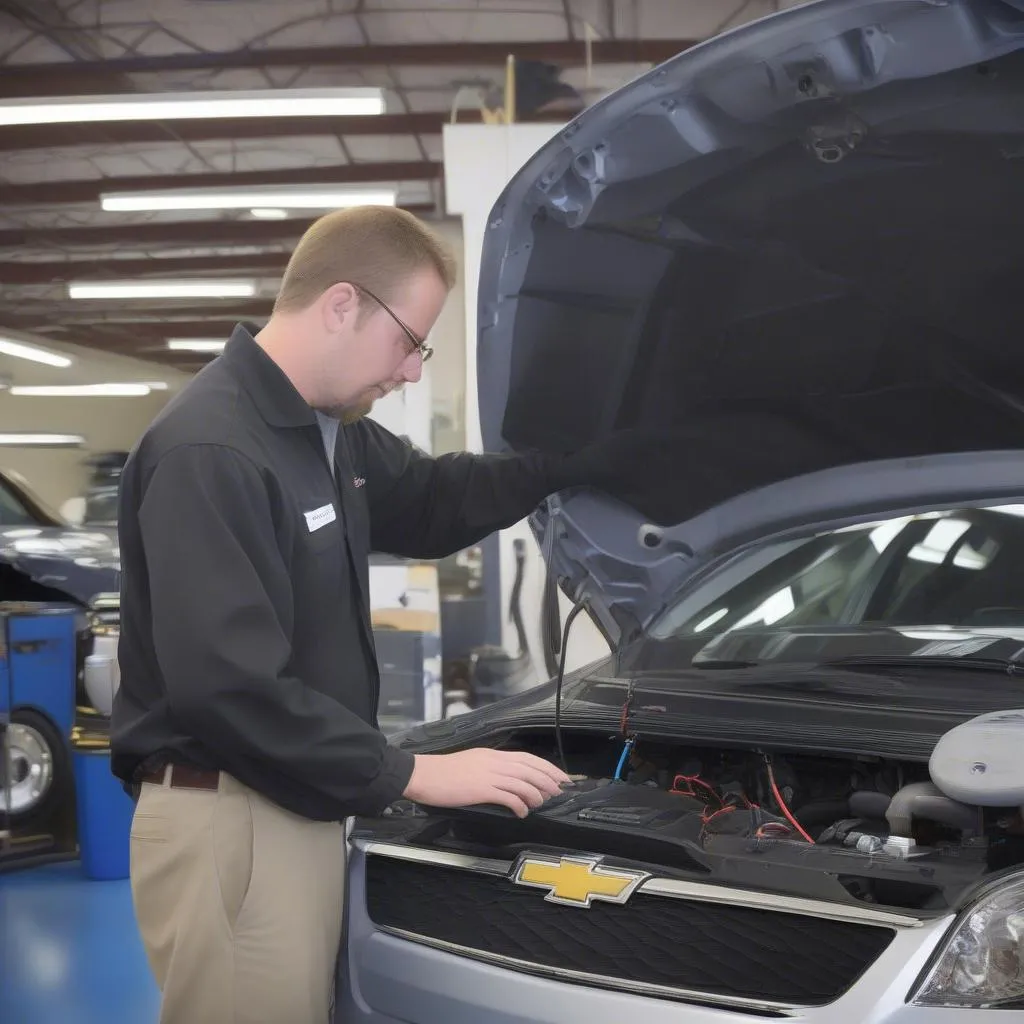 Dwayne Blackmon Chevrolet Technician Using Dealer Scanner on European Car