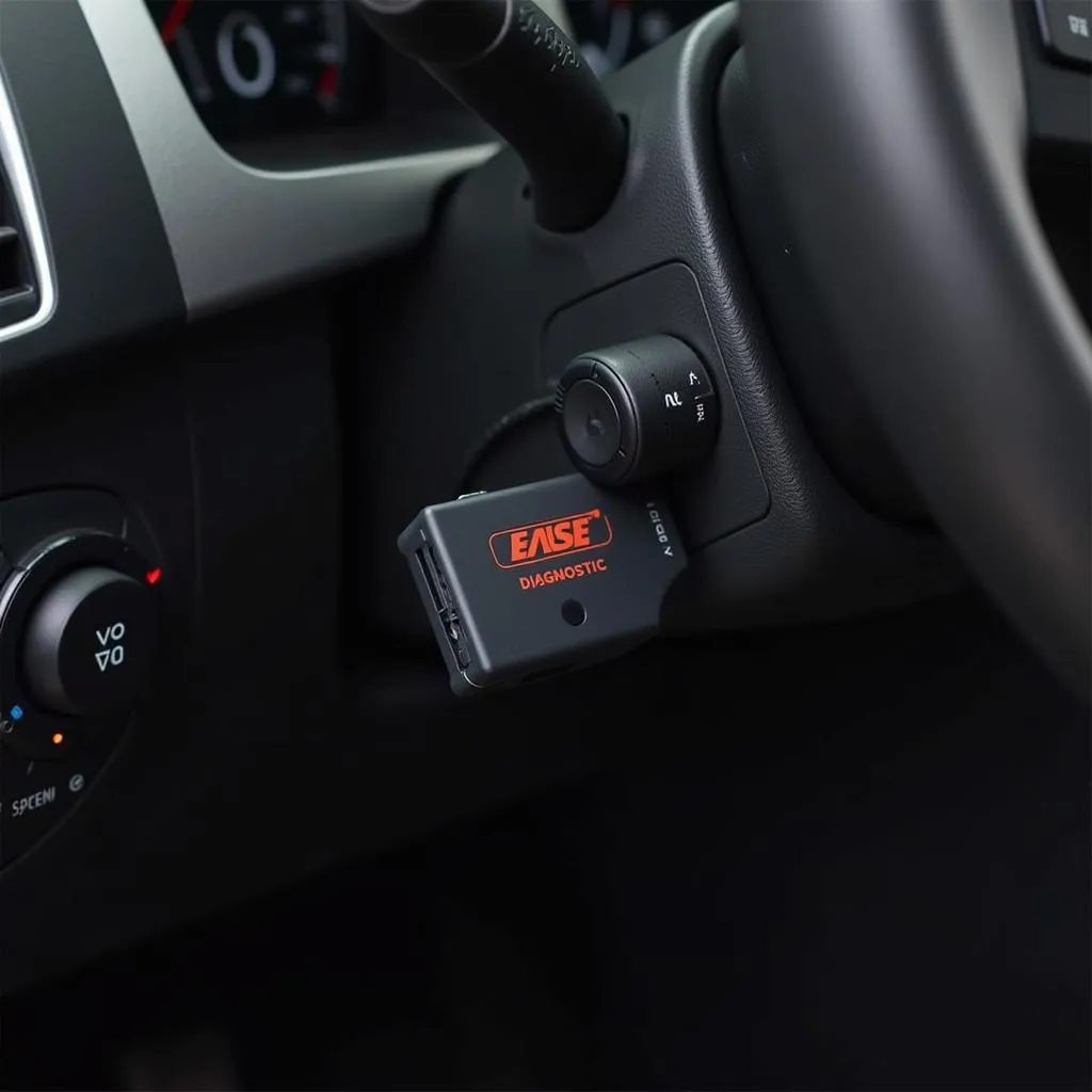 Ease Diagnostic OBD2 OVT-2020 connected to a car's OBD-II port