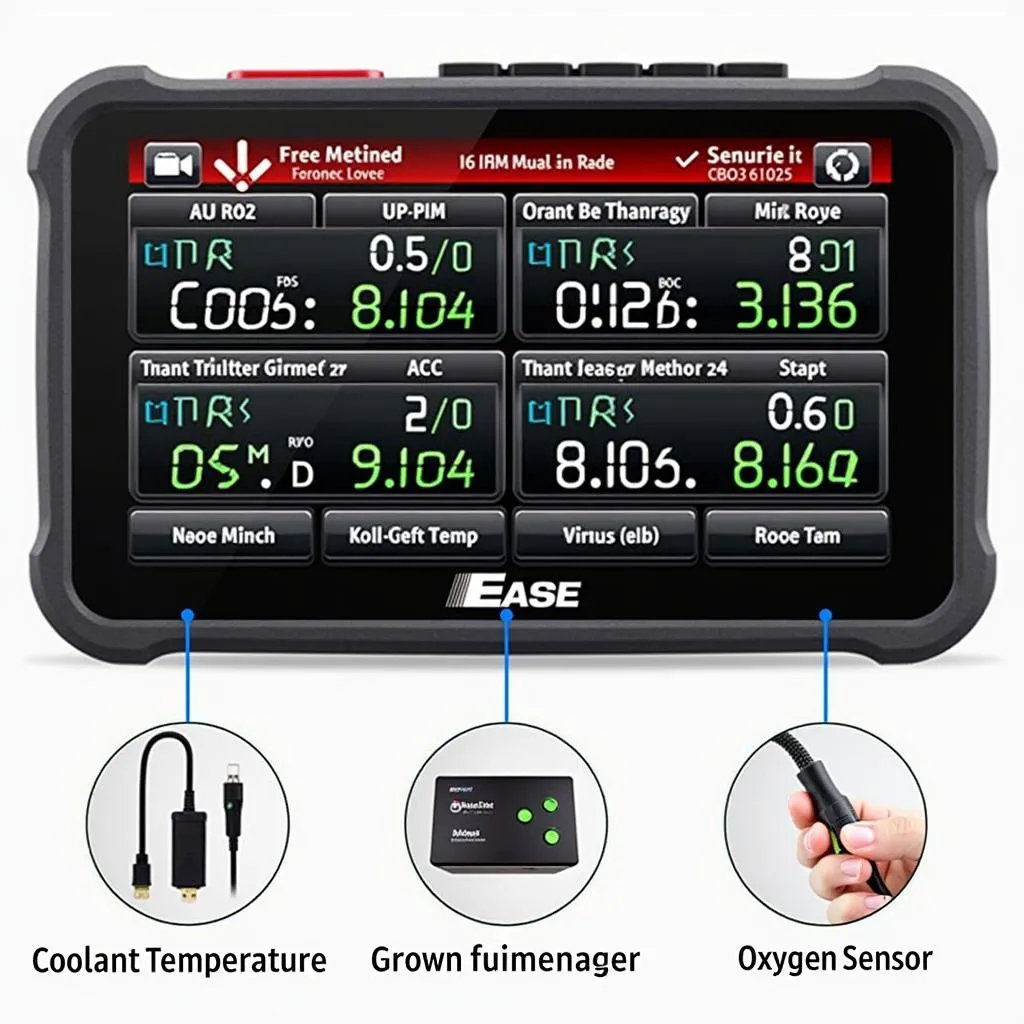 Ease Diagnostic OBD2 OVT-2020 displaying engine data on its screen