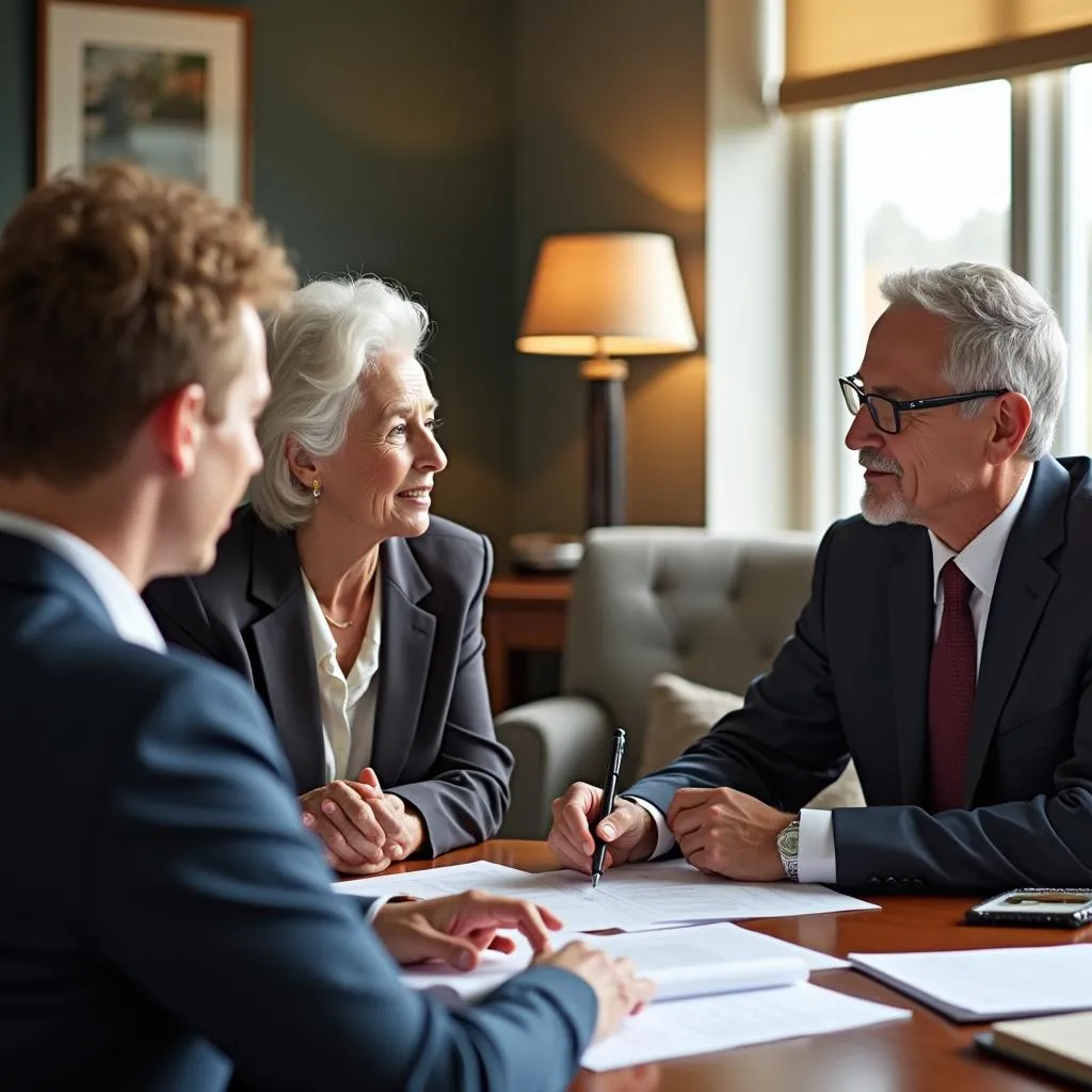 Elder care lawyer in consultation with senior client