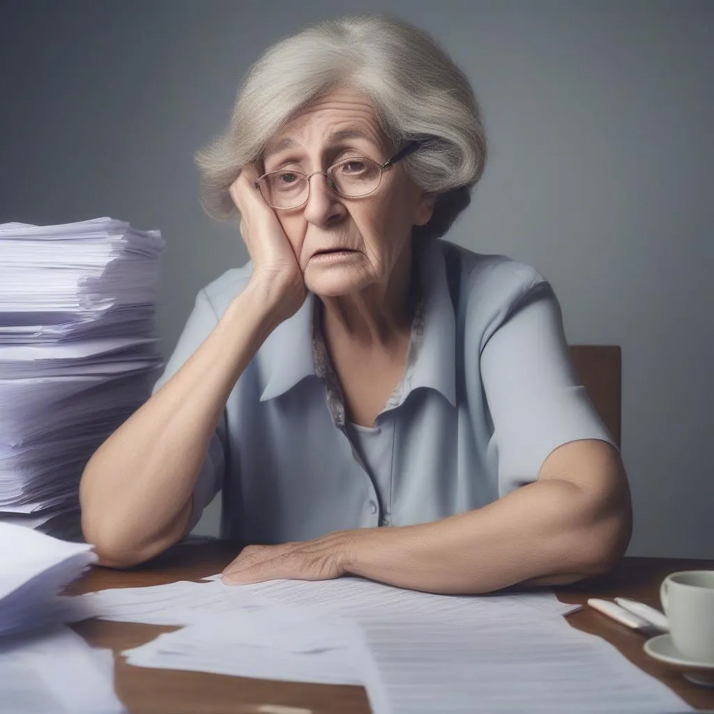 Elderly woman with financial worries