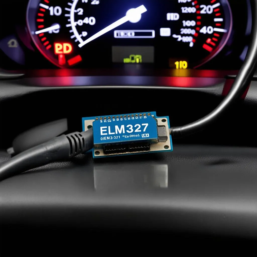 ELM327 Device Connected to Car