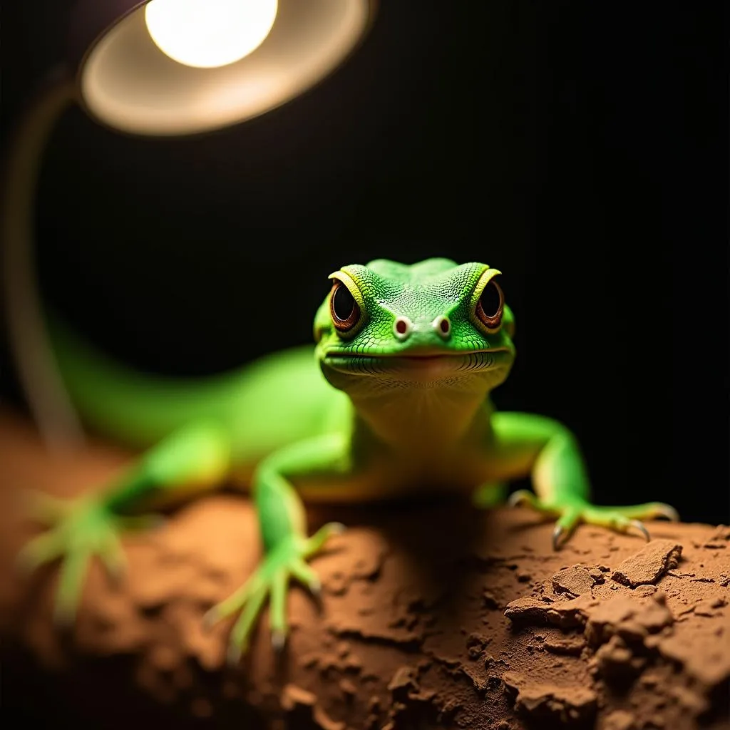 Emerald Swift Lizard Basking on a Rock