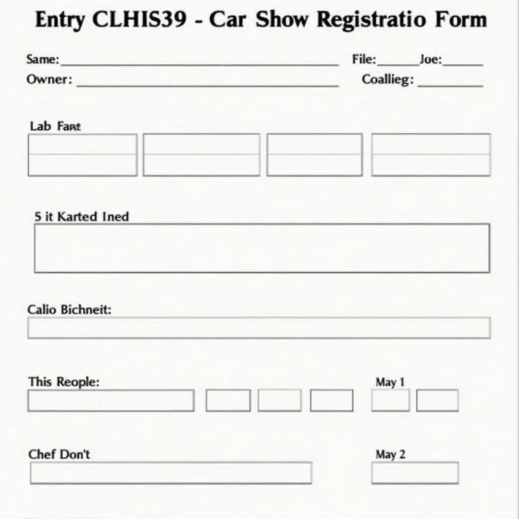 Car Show Registration Form