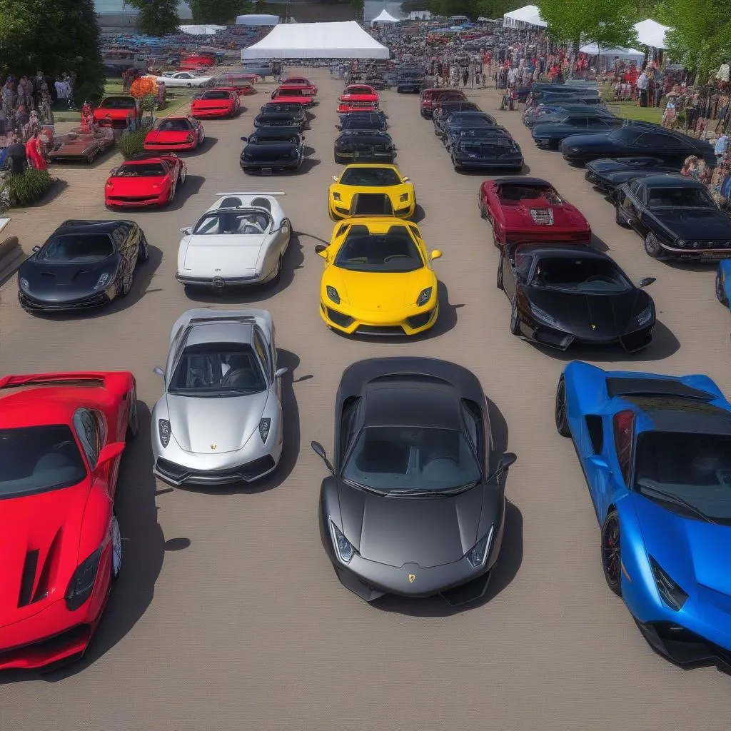 A collection of European cars on display at the Rolling Sculpture Car Show 2023