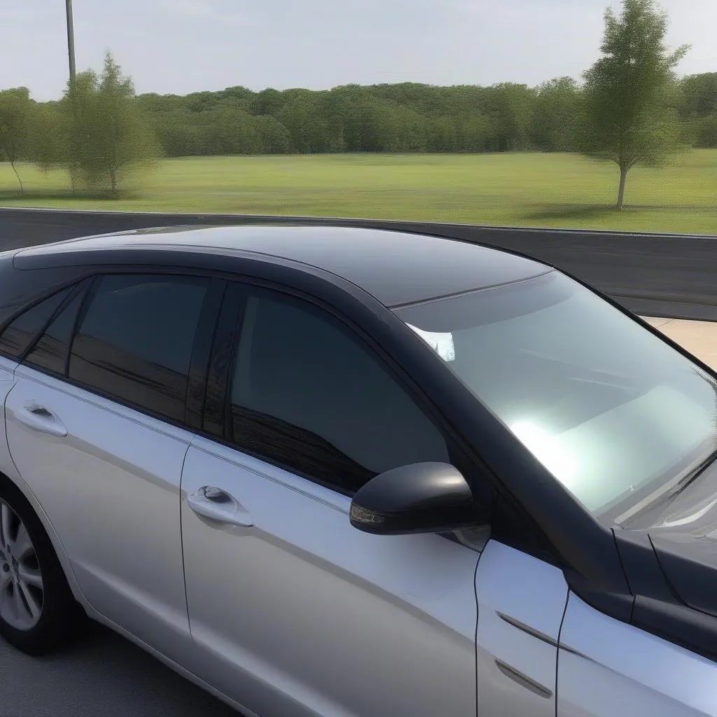 Eyebrow car tint applied to the top edge of the windshield