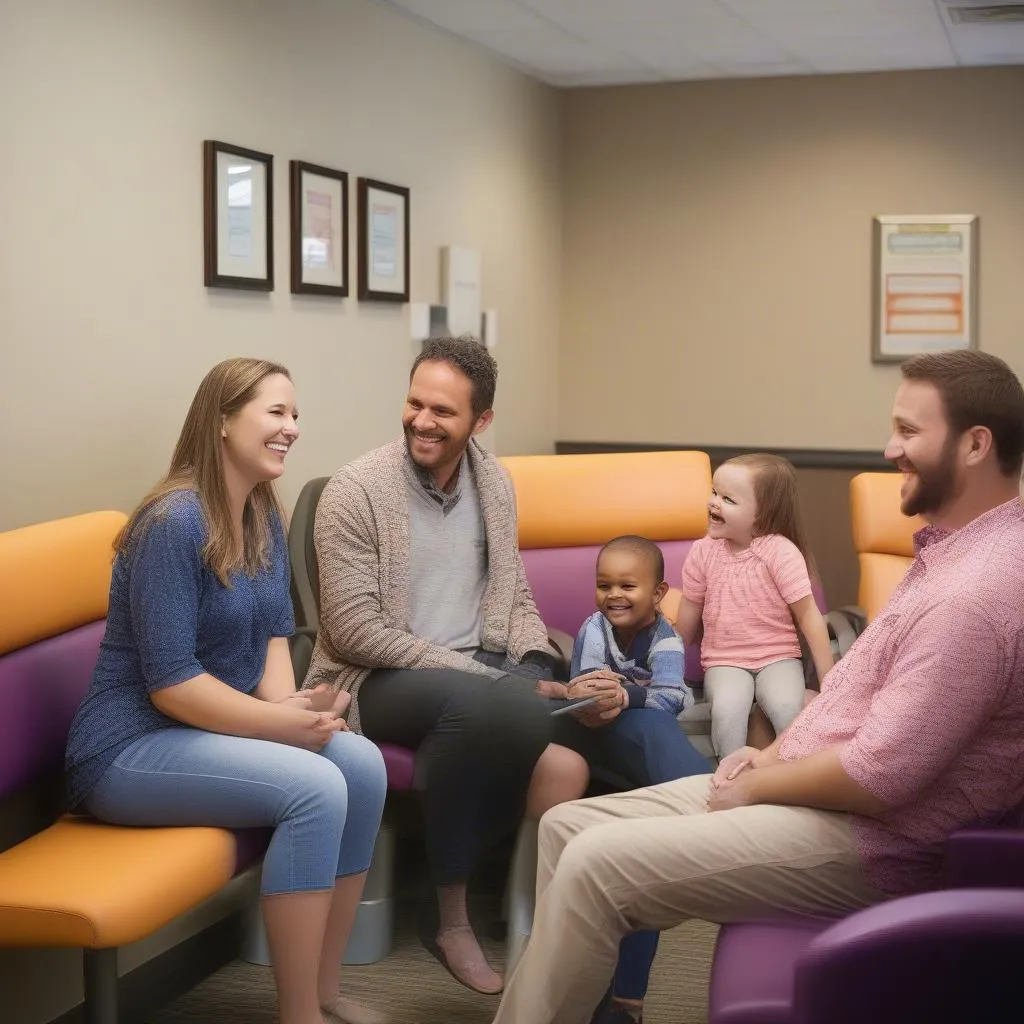 A family enjoying a visit to the clinic