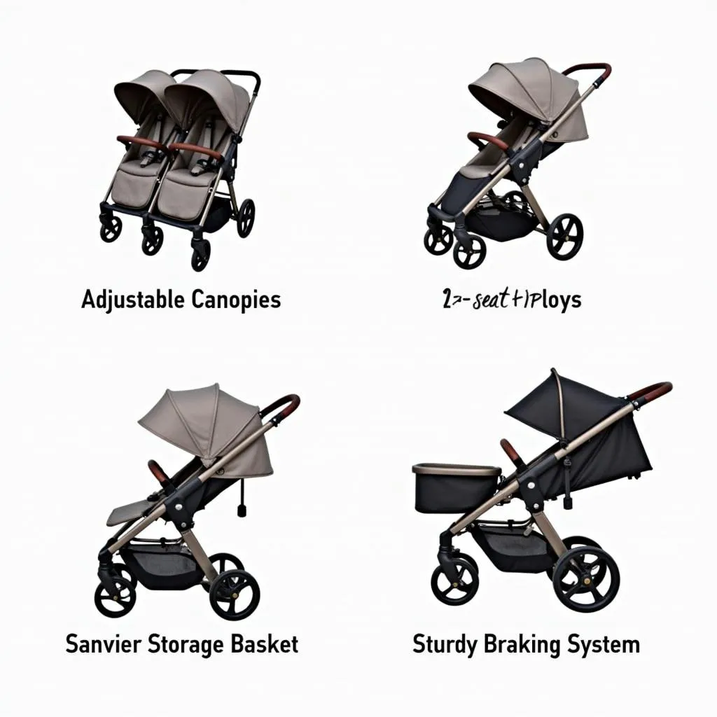 Essential features of a 2-seat stroller