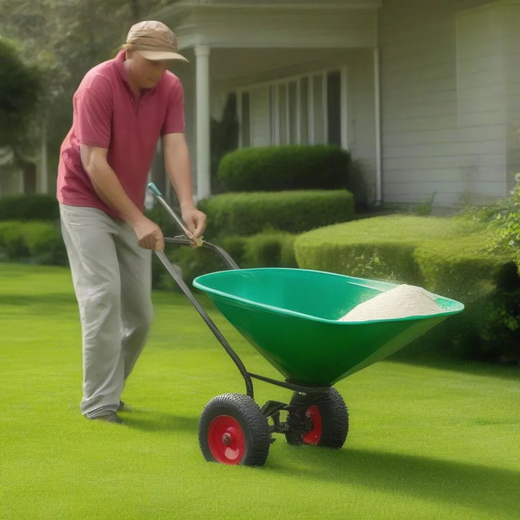 Fertilizing a lawn