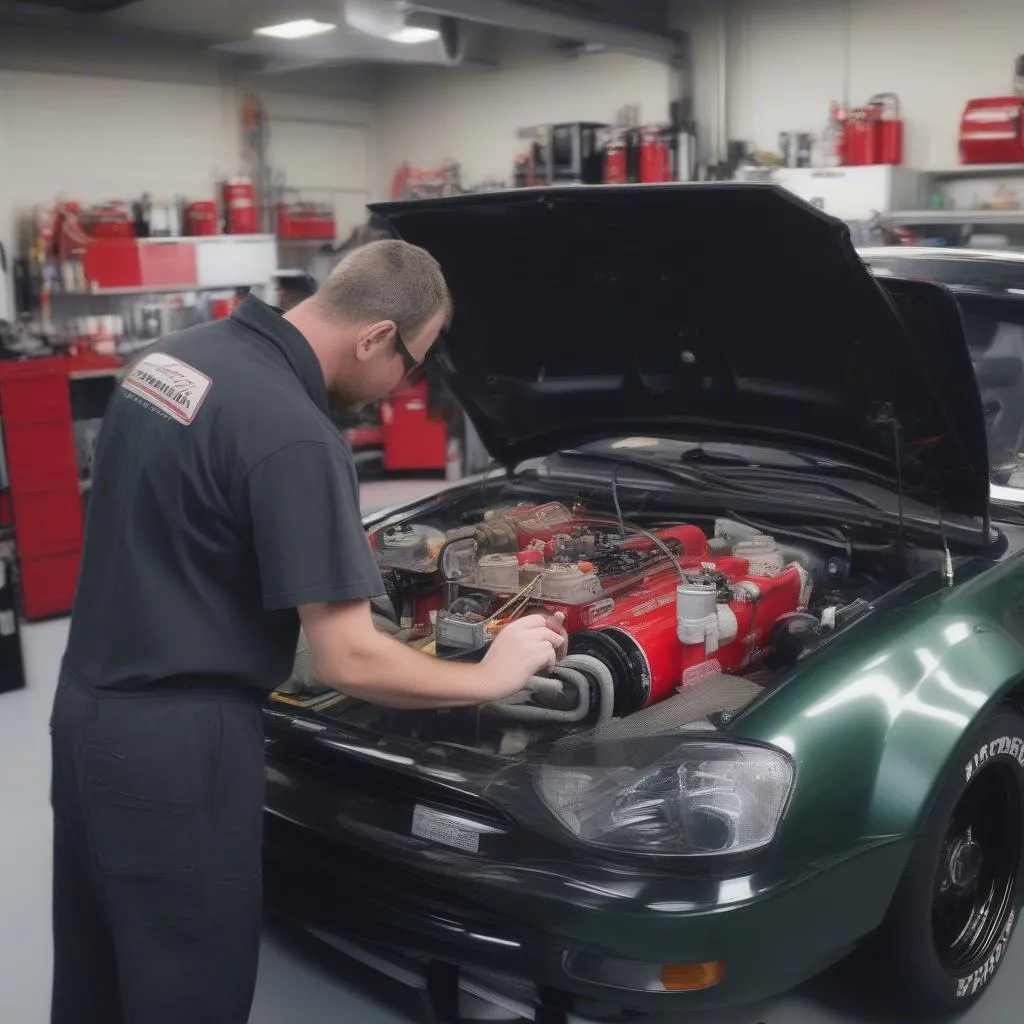 Race car fire suppression system installation