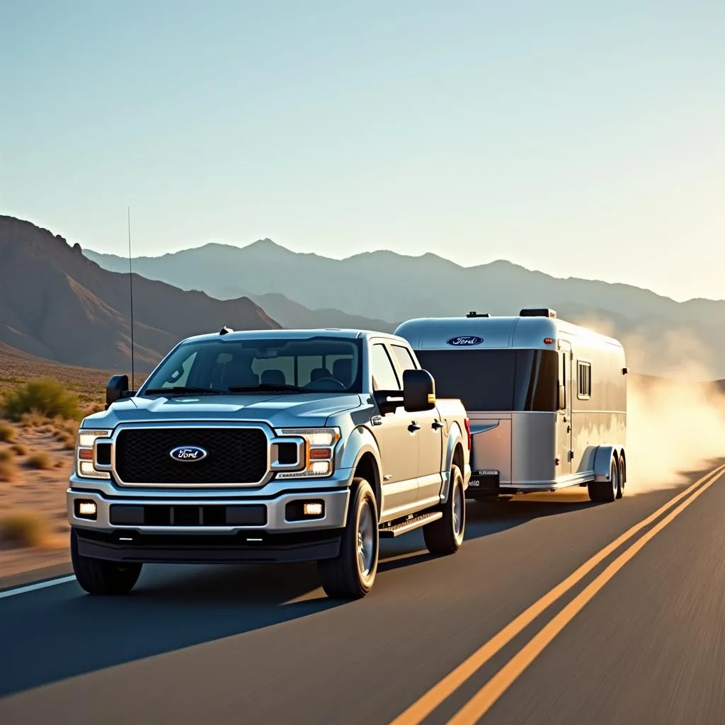 Ford F-150 Towing Trailer in Desert