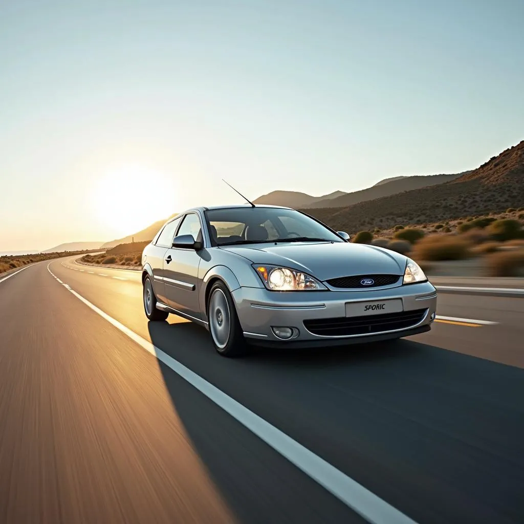 Ford Scorpio driving on a highway with new tyres