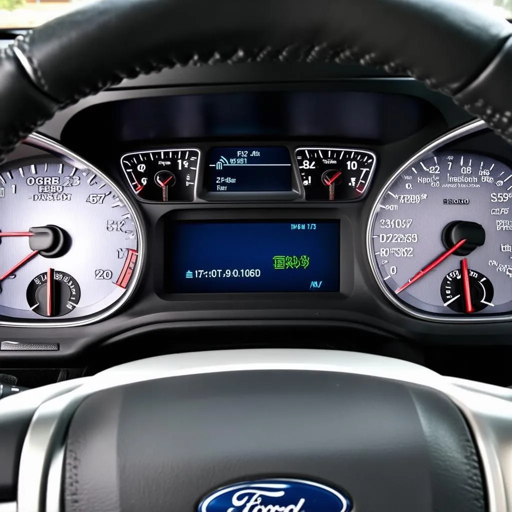 Ford dashboard with OBD code