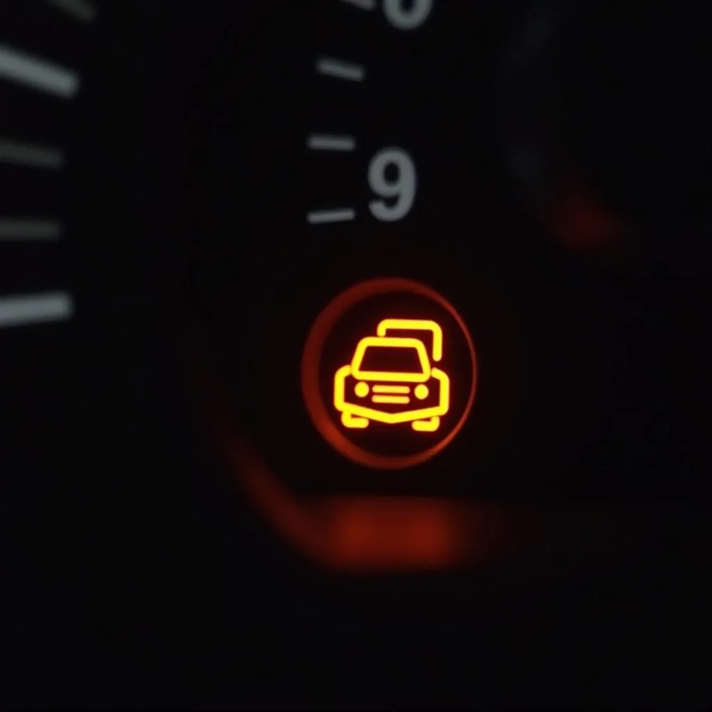 Car dashboard showing check engine light