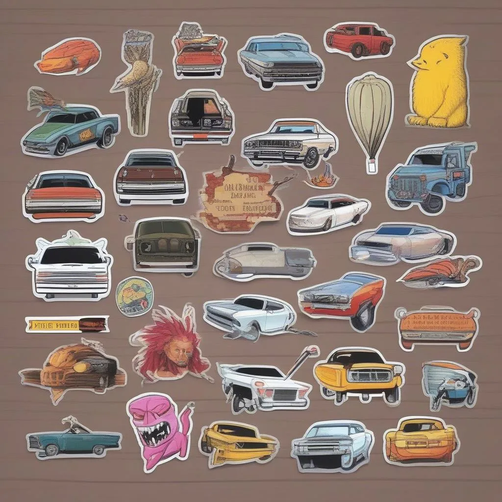 Variety of funny car stickers