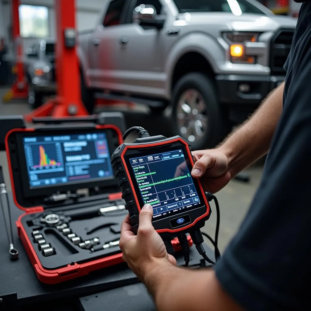 Mechanic Using Gale Banks OBD Scanner