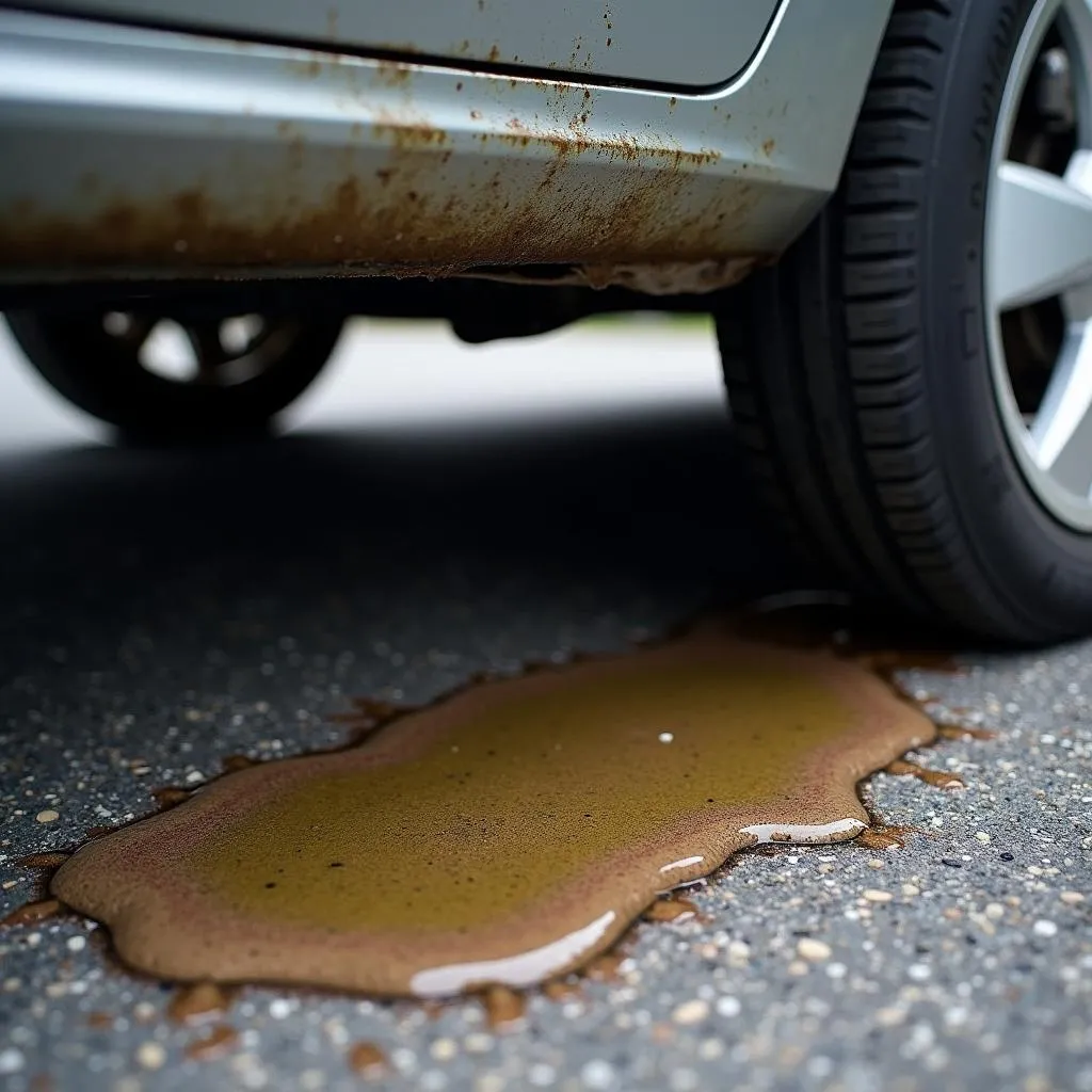 Car with Gas Leak Underneath